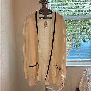 J. Crew Cream Cardigan with Black Trim